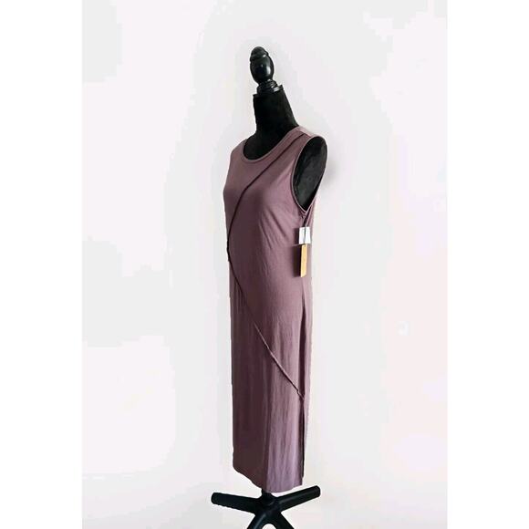 Halogen Exposed Seams Sleeveless Knit Dress Burgundy Fudge Medium NWT - Picture 4 of 10